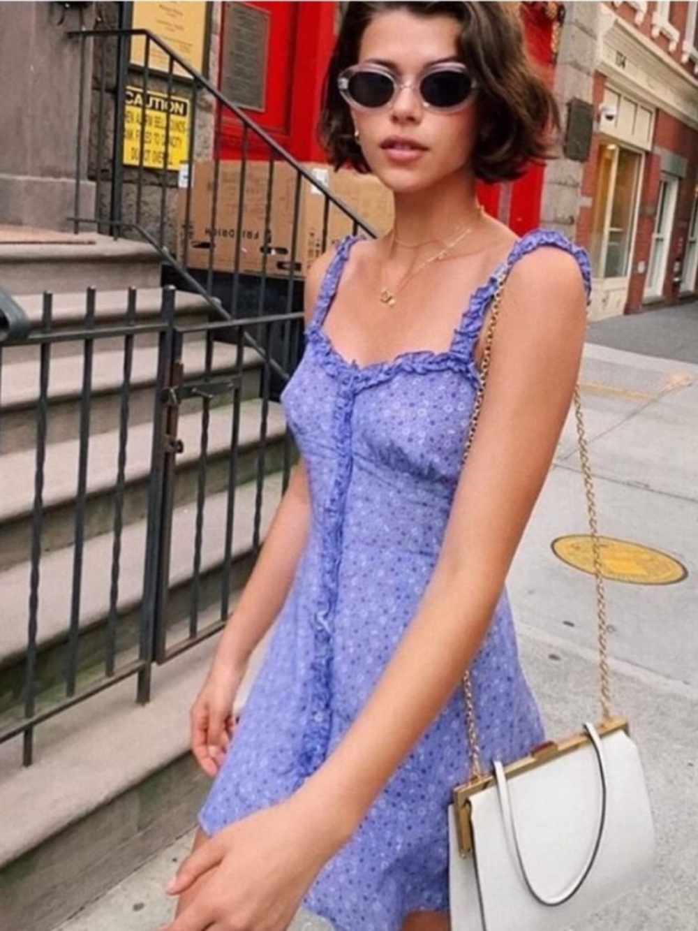 Réalisation Par The Julia 100% Silk Mini Dress Purple Haze Ditsy Floral Print L - Picture 2 of 10